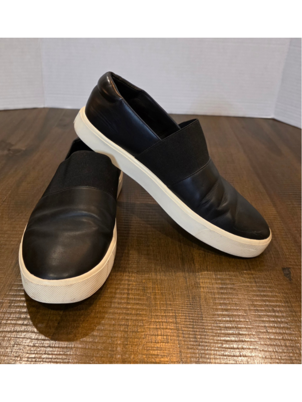 Women's Vince Black Leather Slip-On Sneakers